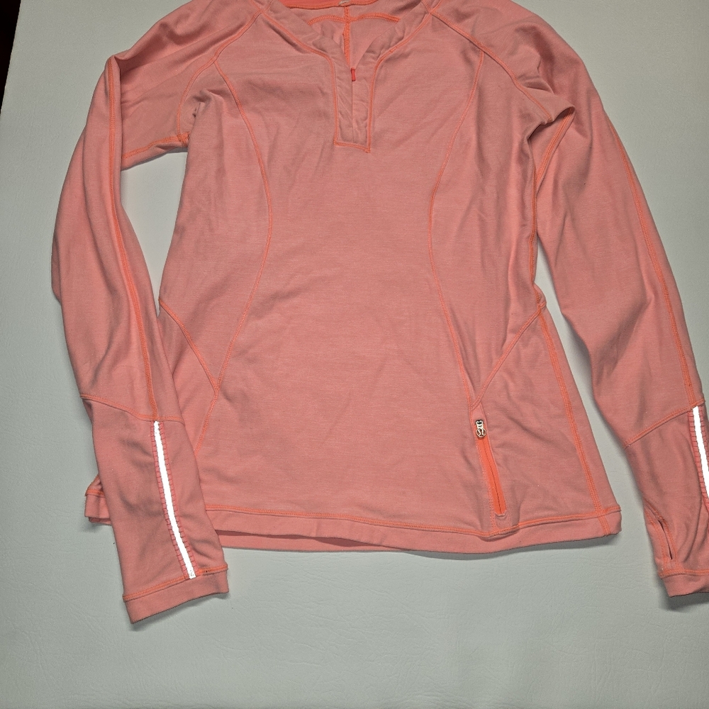 lululemon athletica Long Sleeve Henley Pullover in Coral Pink